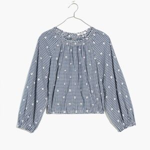 Madewell Embroidered Button Back Shirt in Gingham Check M